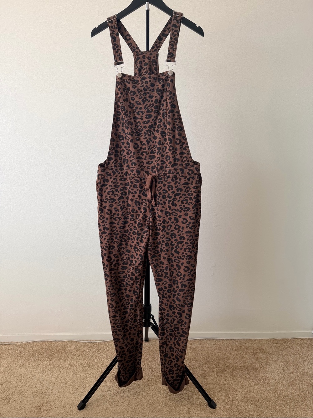 Z Supply Brown Leopard Print Overalls Jumpsuit Sz L